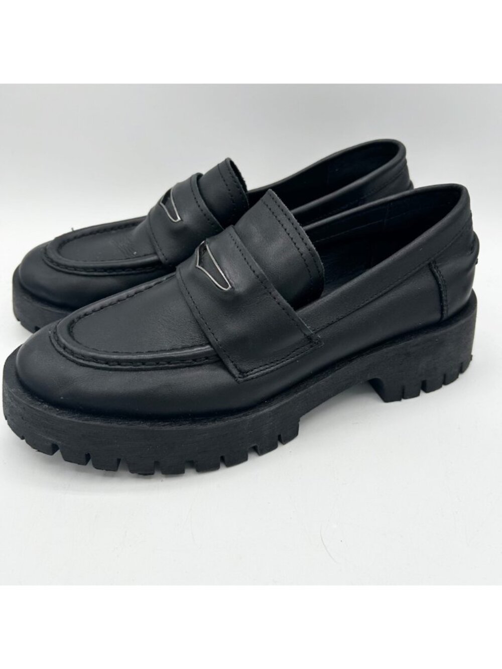 Steve Madden Women's Lawrence Chunky Leather Loafers Size 7 - Picture 4 of 6